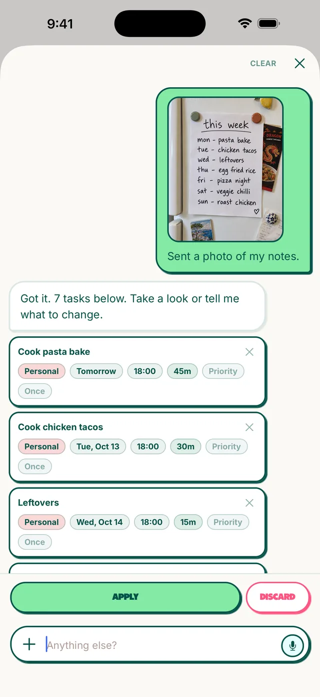 A photo of a notebook page turned into tasks