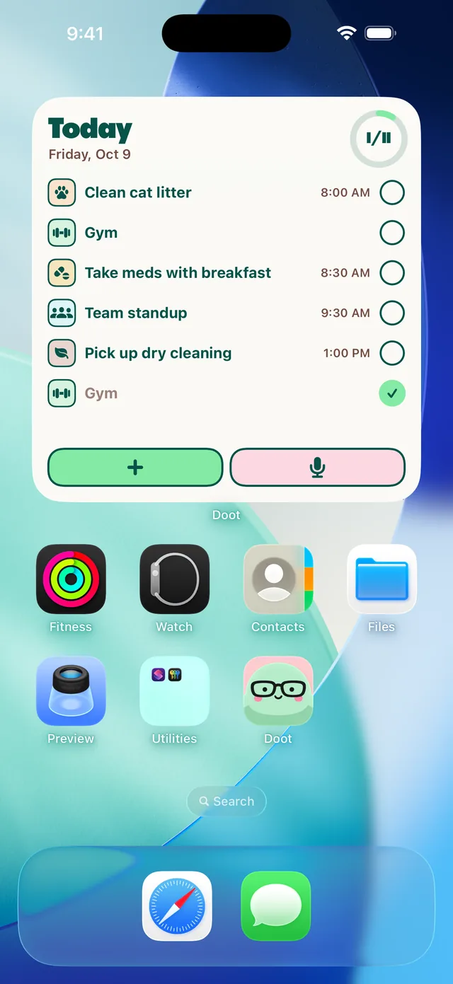 The doot widget on the iPhone home screen